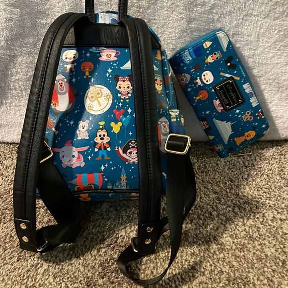Disney Parks Loungefly Mini Backpack & Matching Wallet - WDW Parks Retro Design - Picture 12 of 16